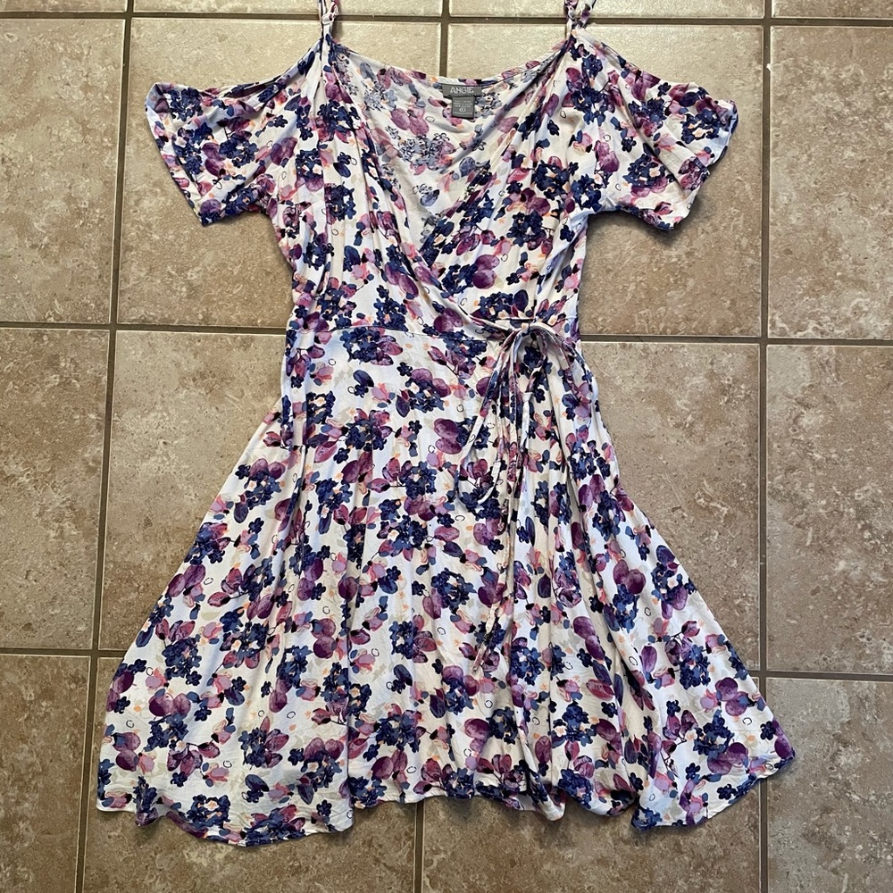 Wrap dress with cold shoulder sleeves
